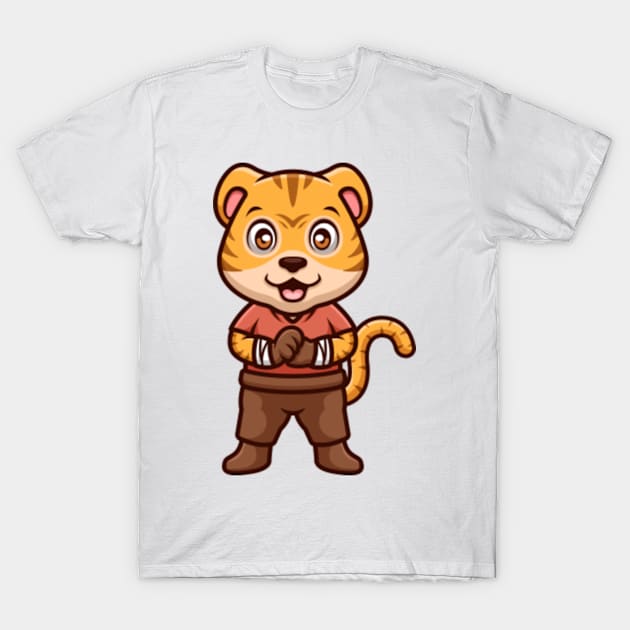 Tiger Martial Arts Cartoon T-Shirt by GumregaStd